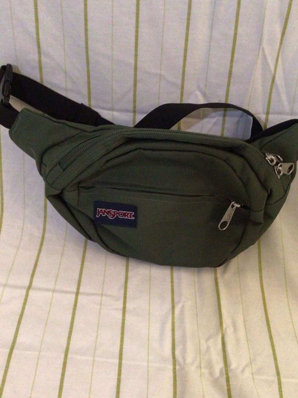 Jansport Olive Green Belt Bag with Front Zip Pocket